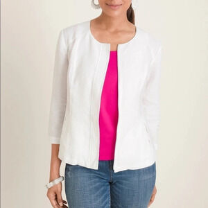 CHICO’S SOLID 100% LINEN JACKET 570287474 Sz 4/6